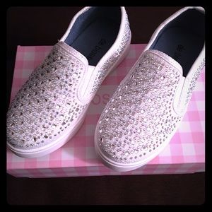 Girls awesome crystal slip ons