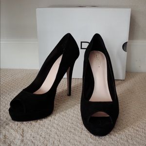 NEW ALDO Black platform High Heels _ peep toe