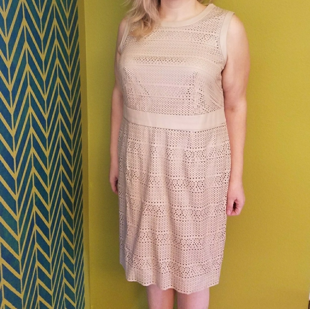 Calvin Klein Plus Lazer Cut Faux Leather Dress