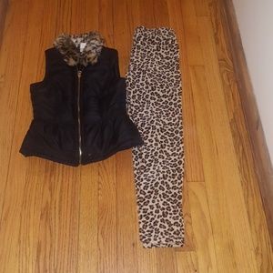 Girls cheetah fur black vest