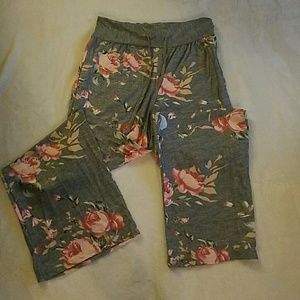 Floral Pants Gray Flare XL