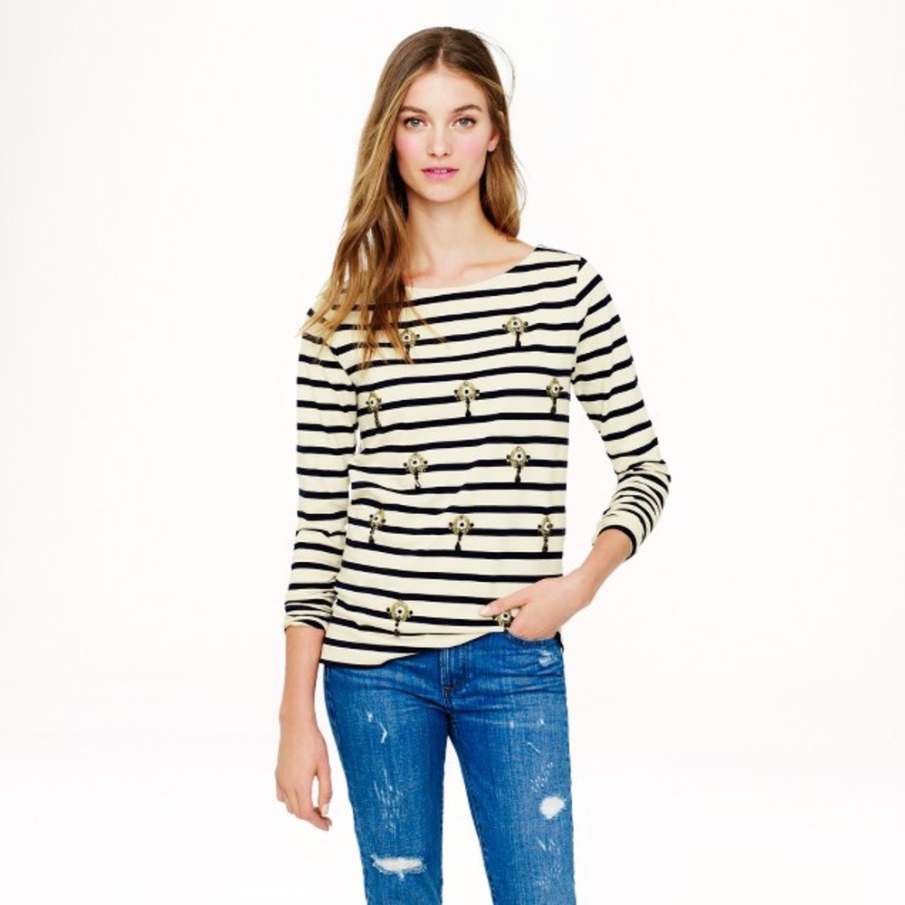 J. Crew jeweled striped top