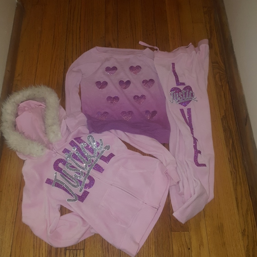 Girls top with velor  hoodie and pants