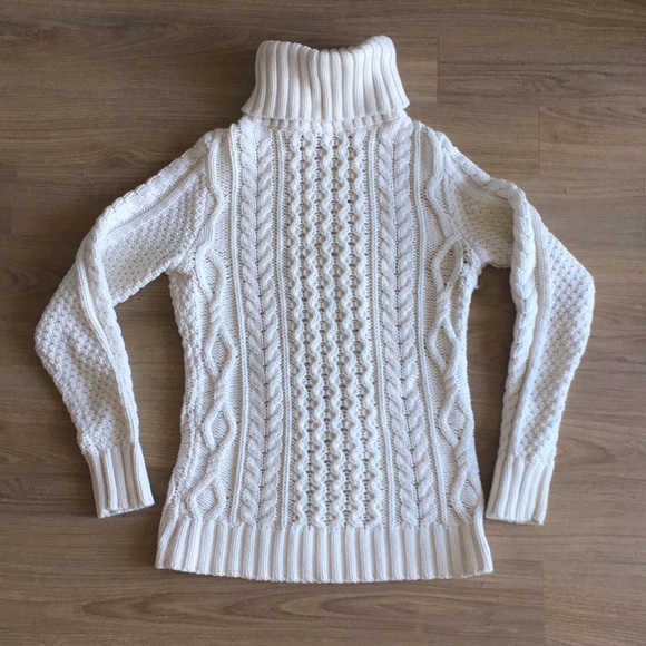 cotton cable knit turtleneck sweater