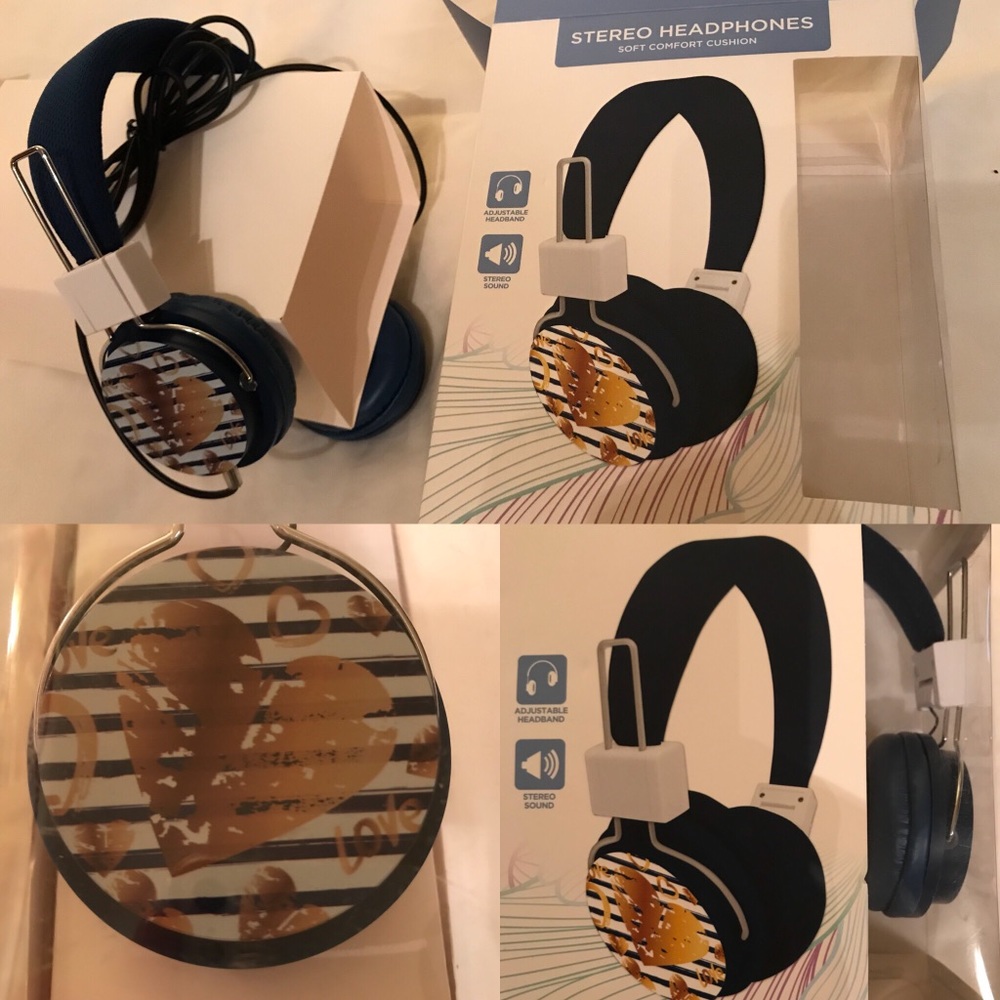 Vivitar Soft Gold Heart Comfort Stereo Headphones
