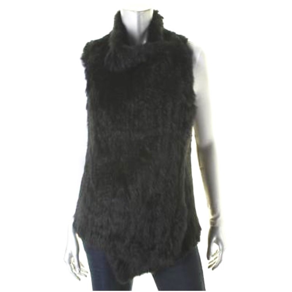 Gorgeous black 100% rabbit fur & cashmere vest.