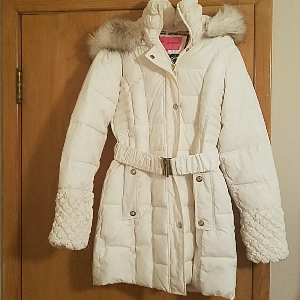 Betsey Johnson Faux-Fur-Trim Hooded Quilted Puffer