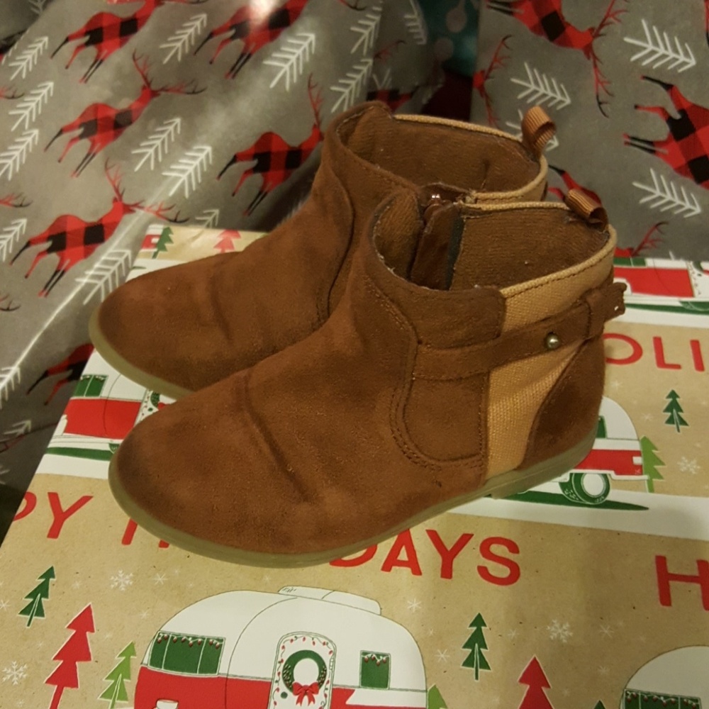 Brown suede ankle boots