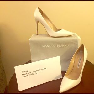 Manolo Blahnik White BB Pumps