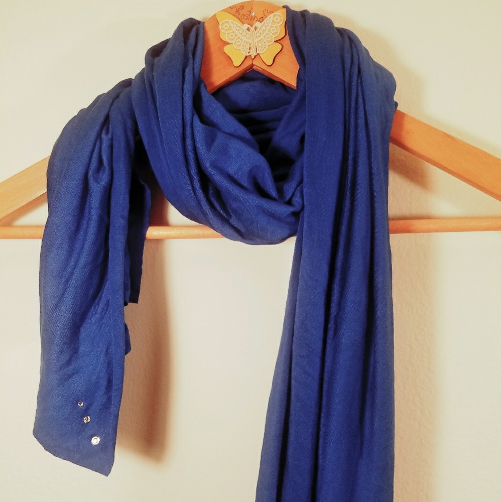 Blue strech cotton and lycra handmade scarf
