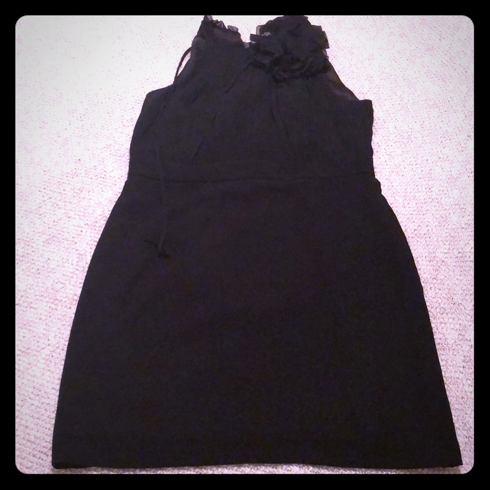 High neck, sleeveless black Ann Taylor dress