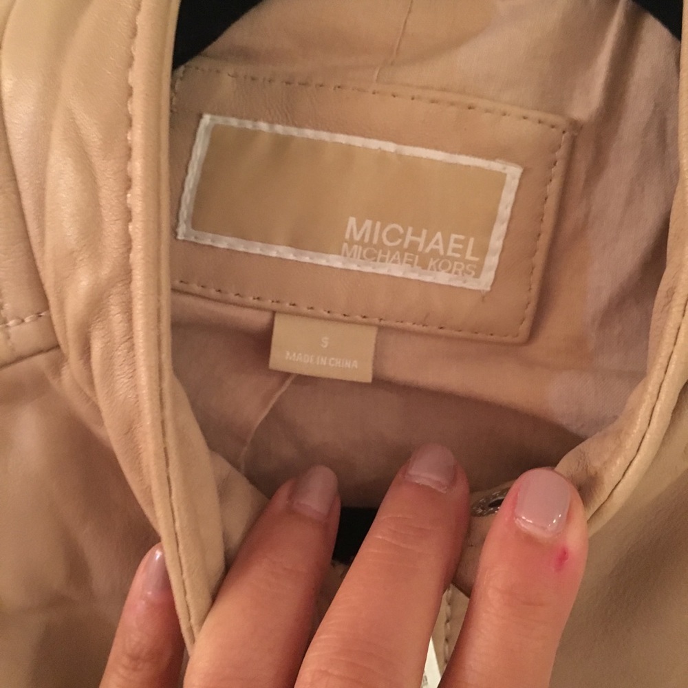 Micheal Kors Moto style cream leather jacket - Picture 3 of 5