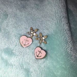 Starfish earrings and heart anchor earrings