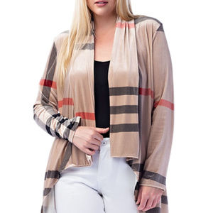 NEW! Khaki colored plaid Cardigan