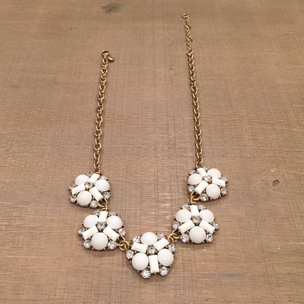 J. Crew White Gold and Diamond Necklace