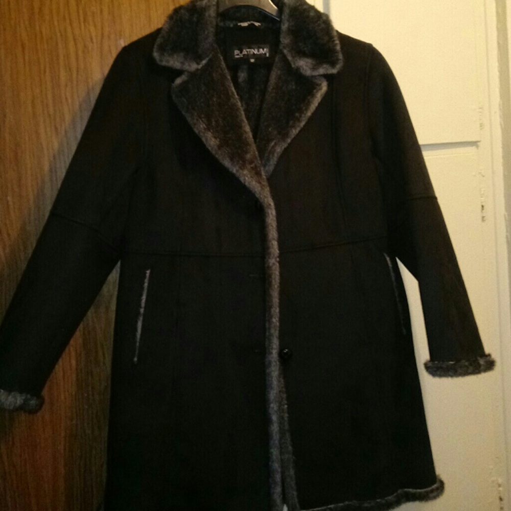 Faux Black Shearling Womans Coat