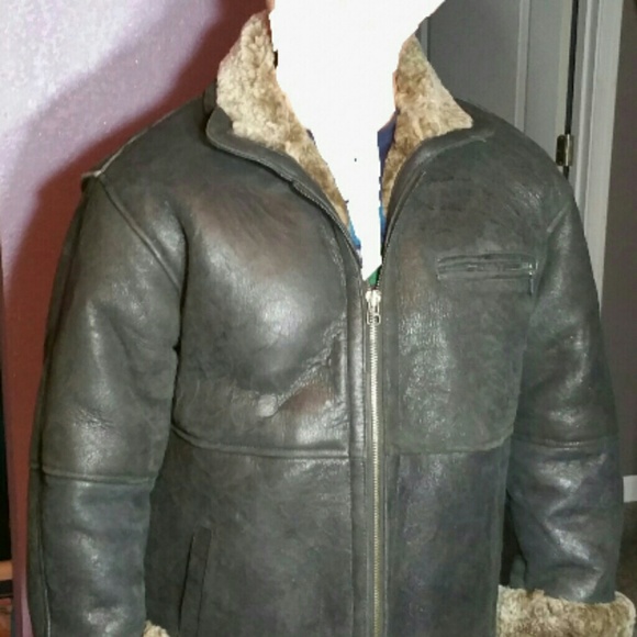 Other - Shearling men's distressed bomber coat l