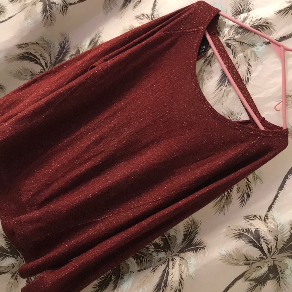 a.n.a. merlot and gold open back sweater