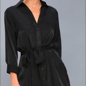 Nwt Lulu's Black Midi Shirt Dress - M