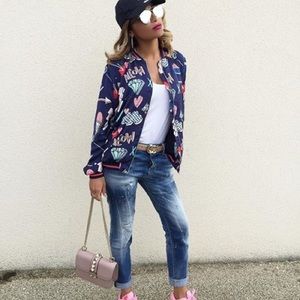 ZARA SS16 CROPPED BOMBER PRINTED graffiti JACKET