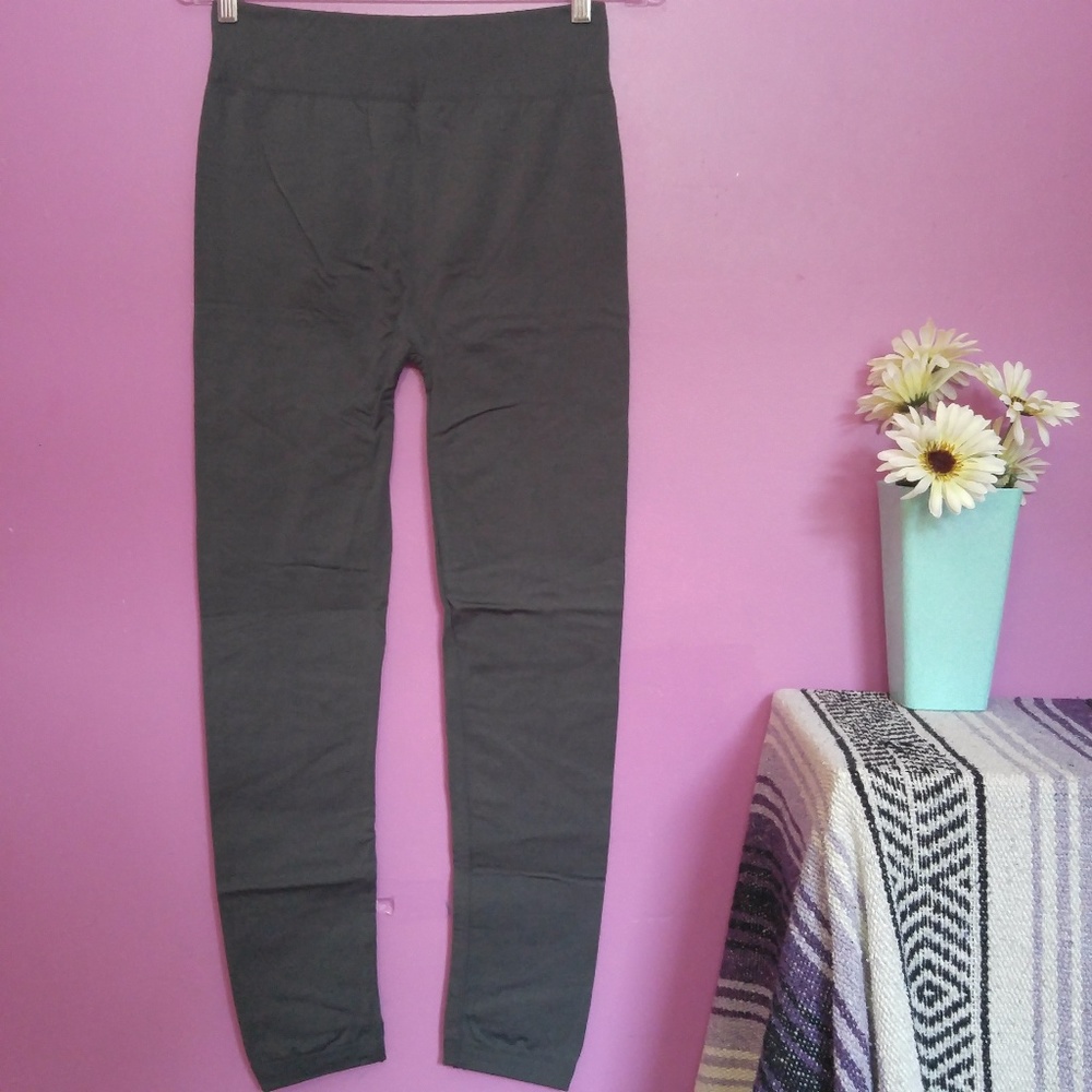 QREE Gray Fleece Lined Footless Tight Leggings XXL