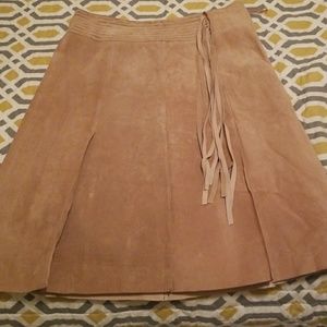 Fringe suede skirt