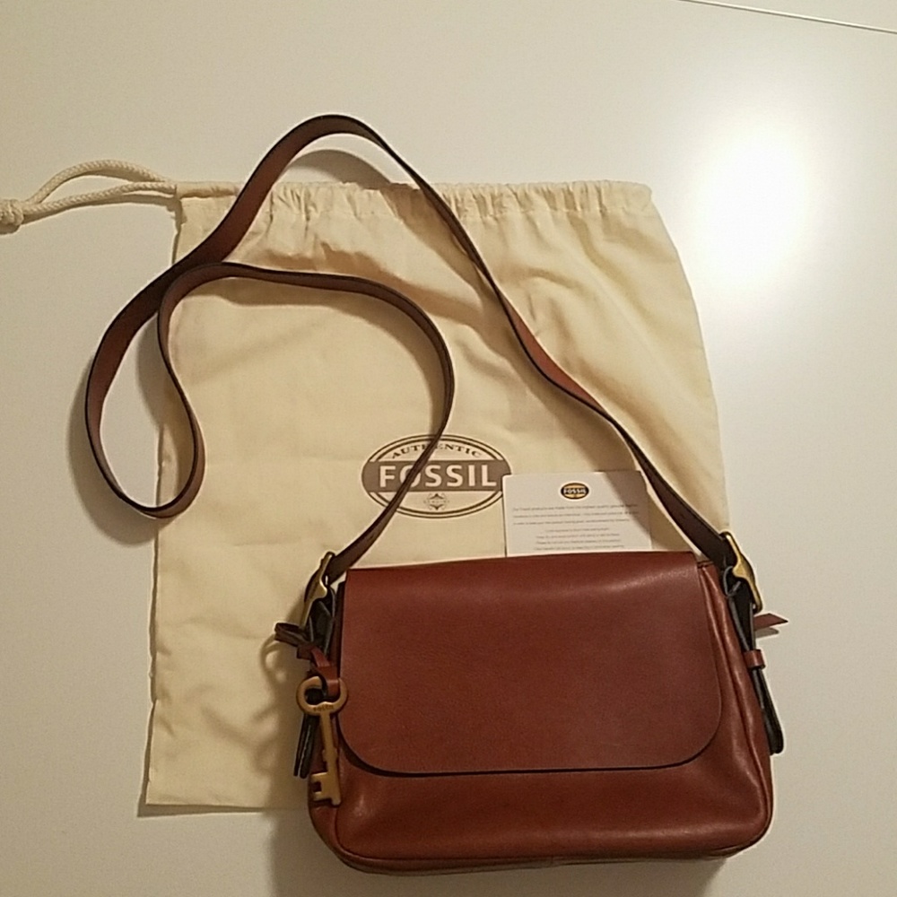 Fossil harper saddle small crossbody brown