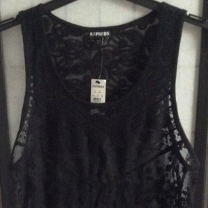 NWT Express Women's L Black Sleeveless Sheer Tank
