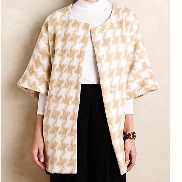 Anthropologie Jackets & Blazers - Anthropologie Elevenses Houndstooth Wrap Coat