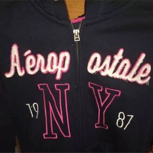 Aeropostale navy blue hooded zip up jacket