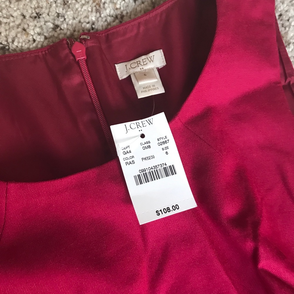 NWT J. Crew Raspberry Pleated Shift Dress - Picture 4 of 4