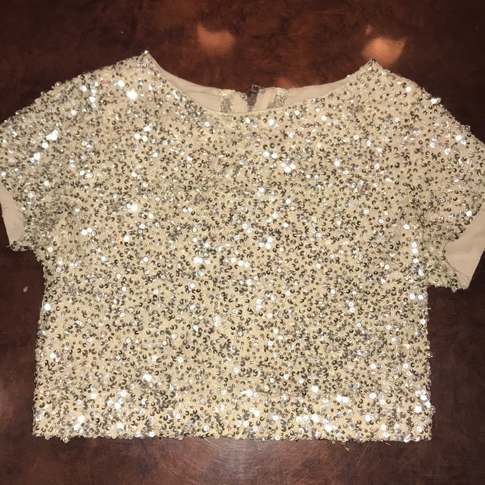 Alice & Olivia Sequin Crop Top