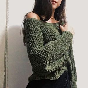 SOLD Olive Green Cable Knit Sweater