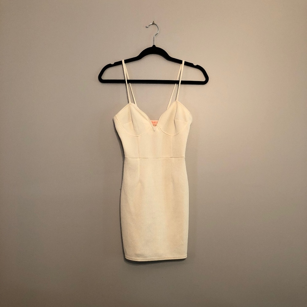 Oh My Love Cream Bodycon Dress