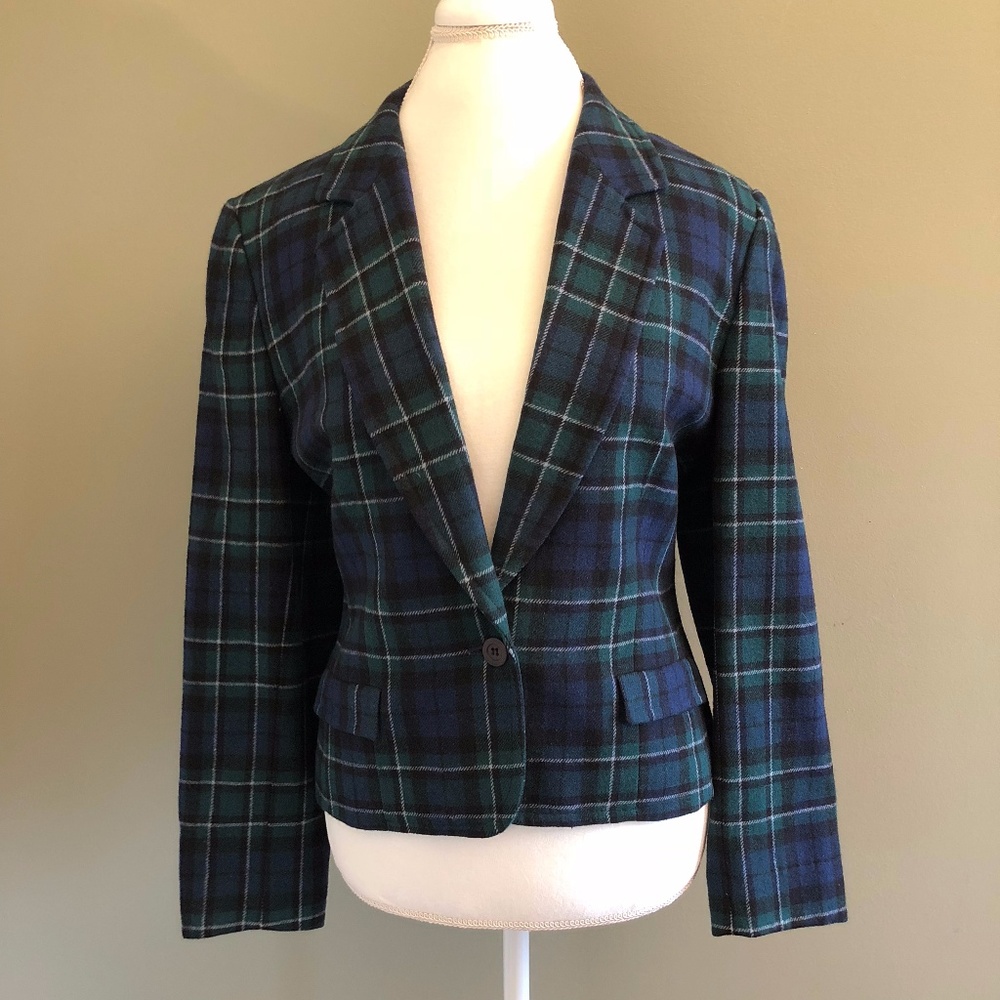 Pendleton Green & Blue Vintage Wool Blazer
