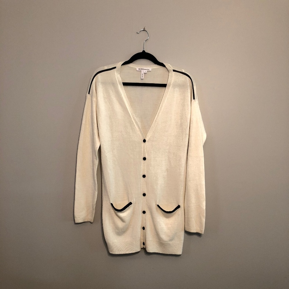 BCBGeneration Long Cardigan | Cream & Black