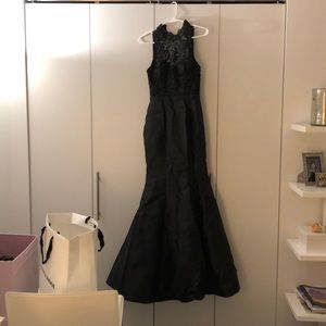Black Lace Satin Gown (Formal Long Dress)
