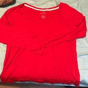 Red AEO long sleeve shirt