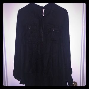Free People High Low Button Up