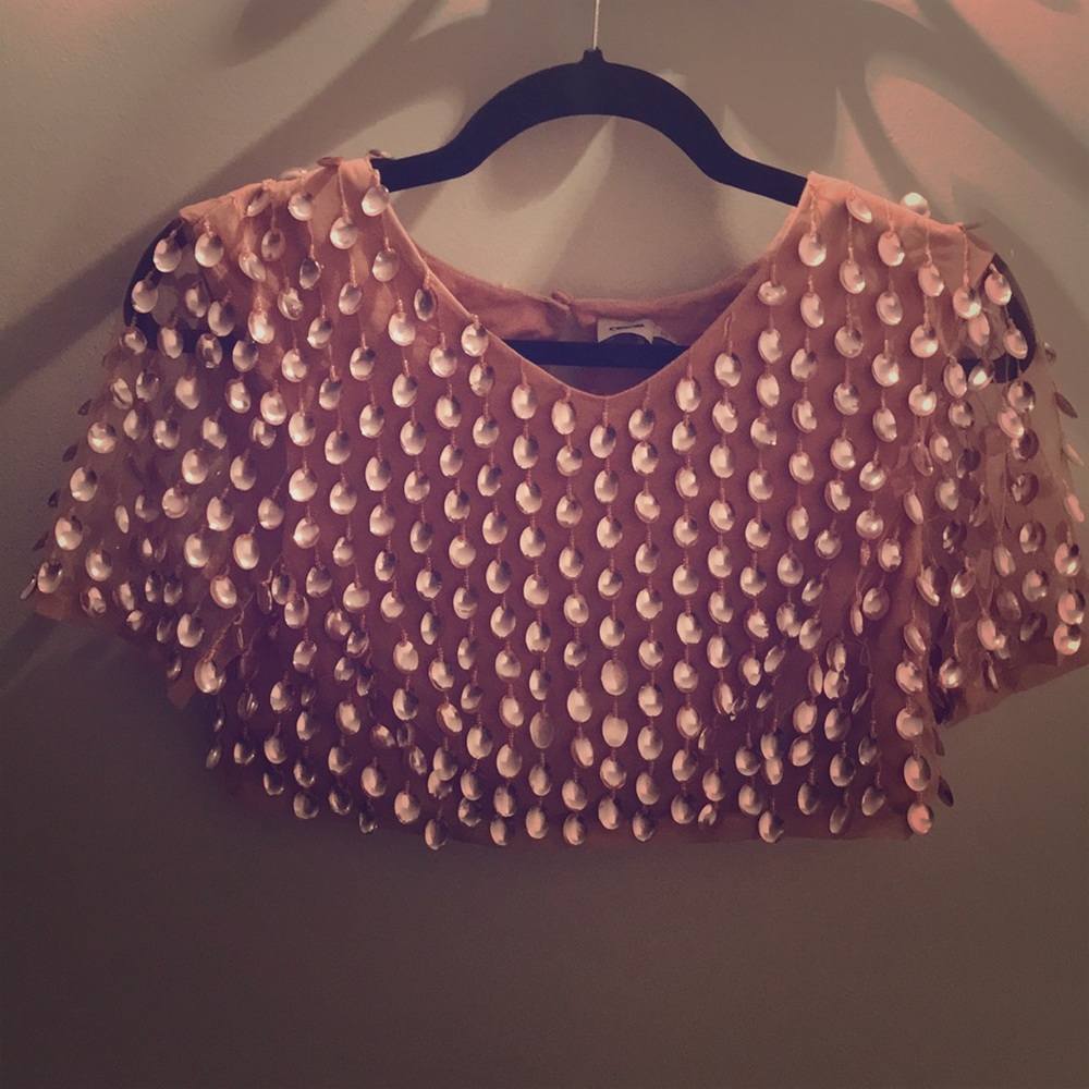 Fun light pink embellished crop top from ASOS