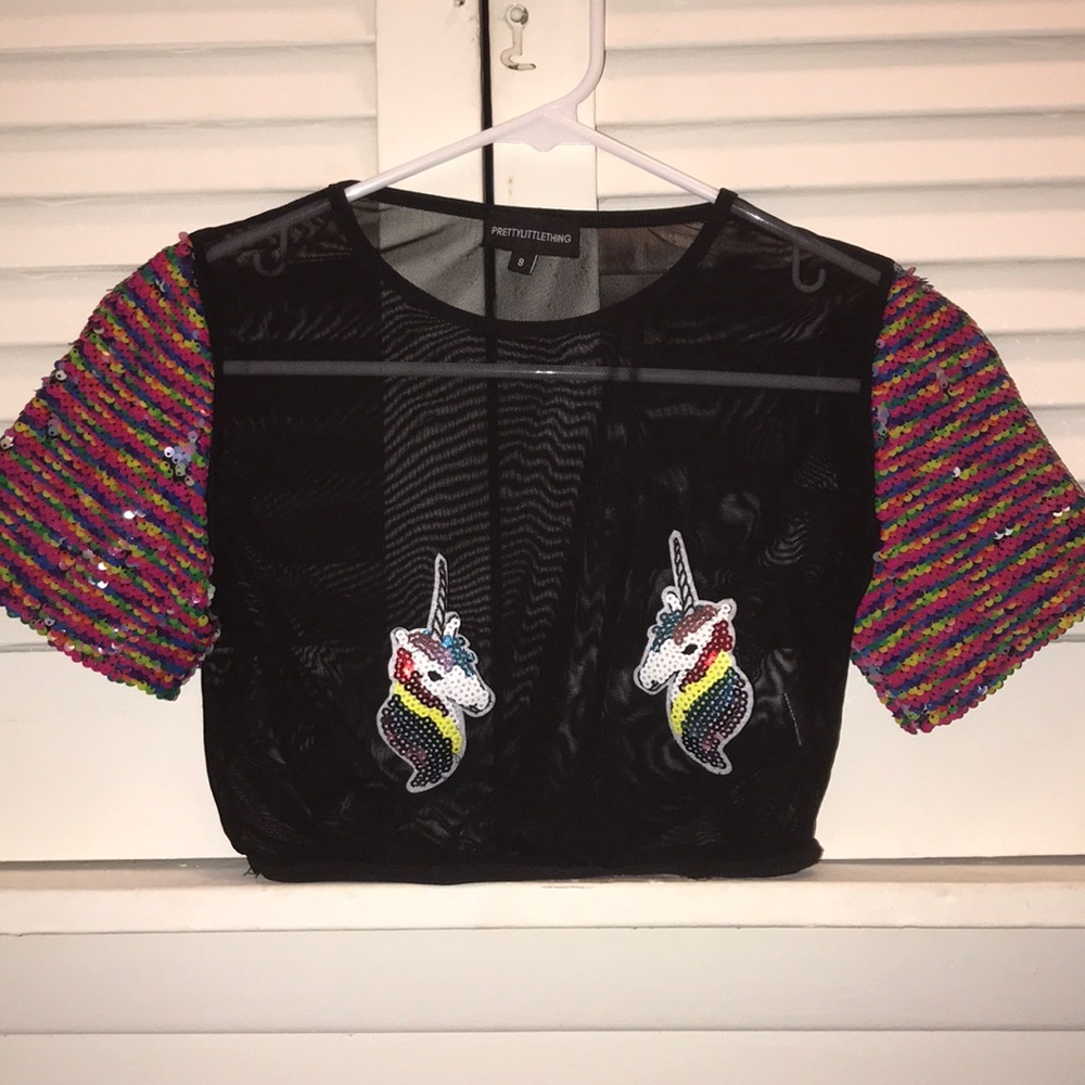 Sheer Unicorn Crop Top
