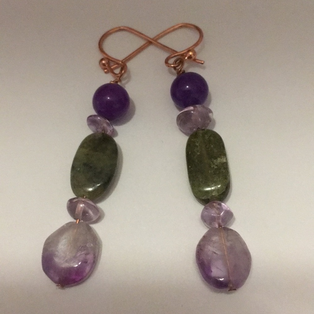 🆕Amethyst & Jasper beads earrings.