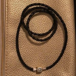 Ebony/Black Chamilia Leather Braided Wrap Bracelet