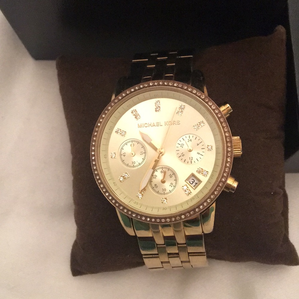 Michael Kors Gold and Crystal Watch