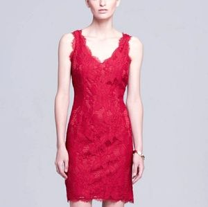 Adriana Papell Lace Bodycon V Neck Dress