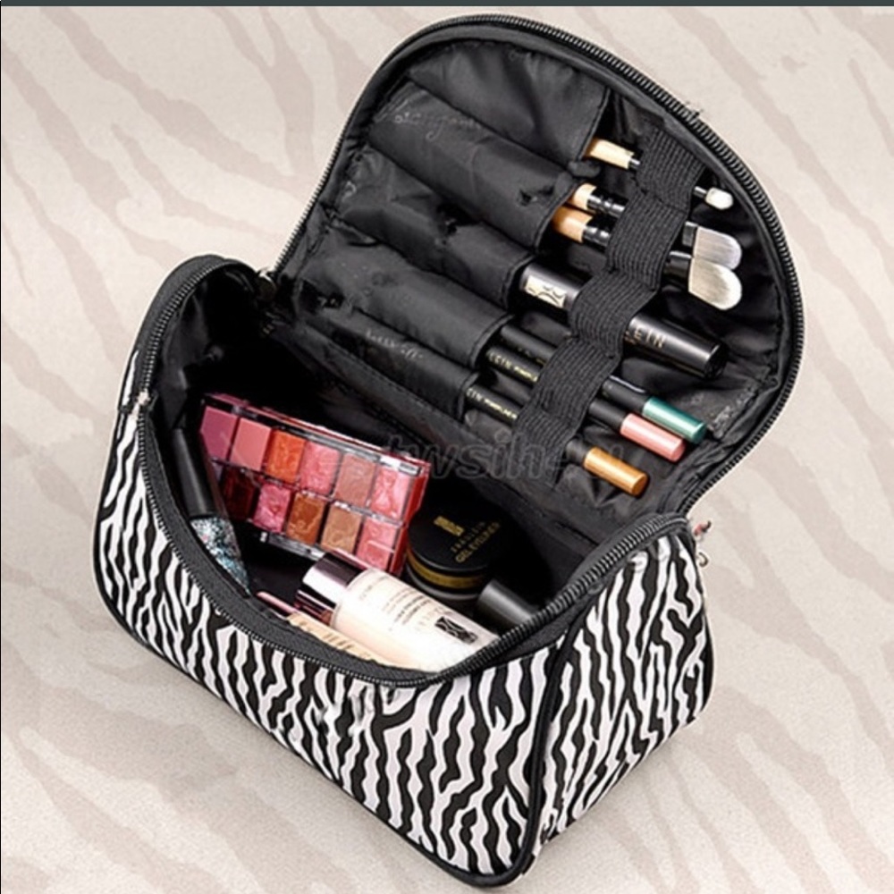 Zebra print makeup bag