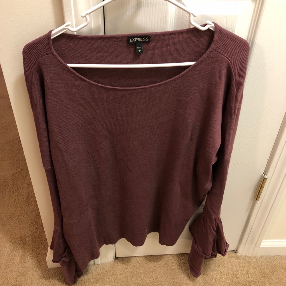 Express flutter ruffle sleeve sweater