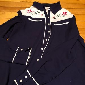 Cowgirl Style Embroidered High Low Top