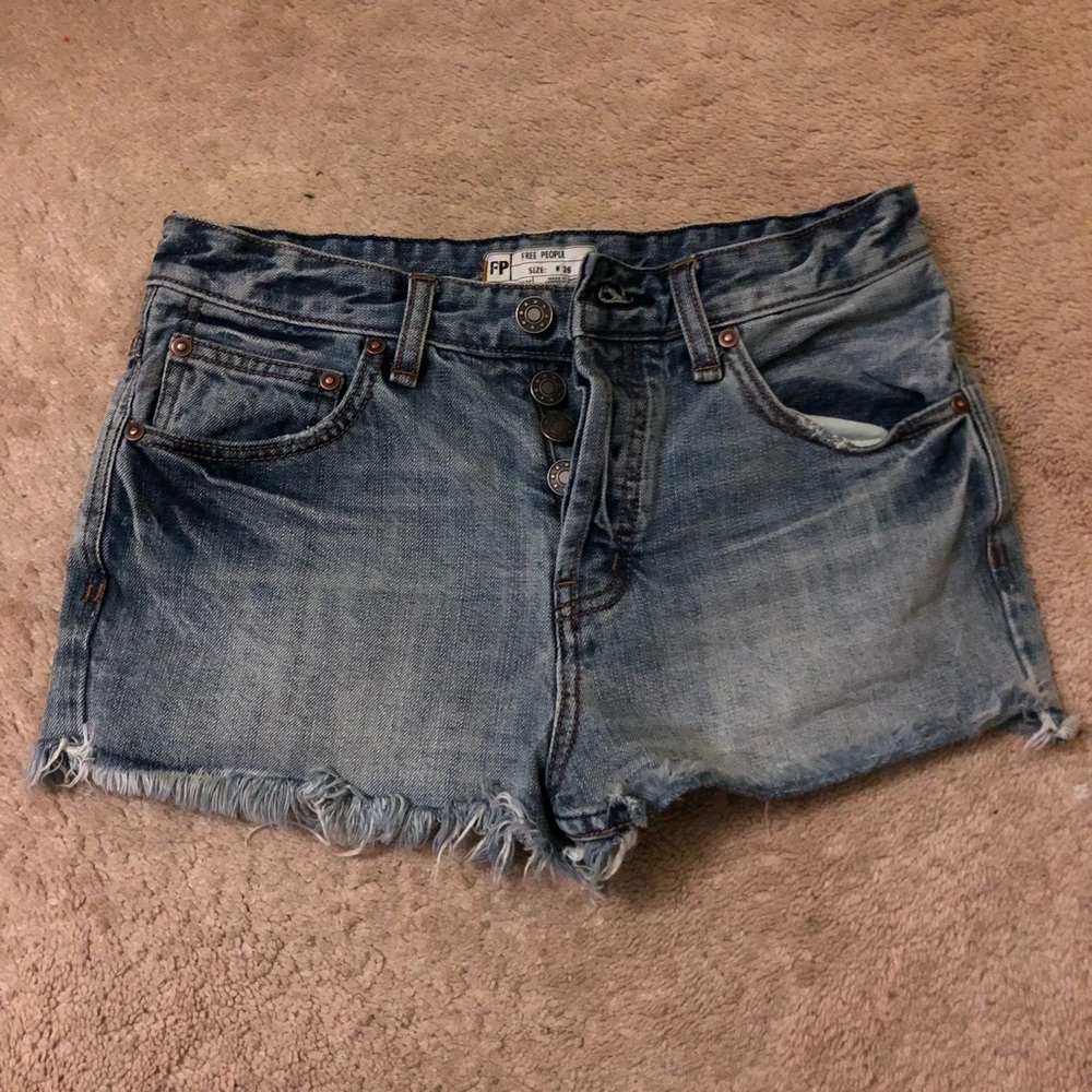 distressed denim free people shorts