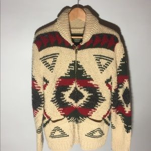 Eddie Bauer vintage hand knit wool zip sweater Med